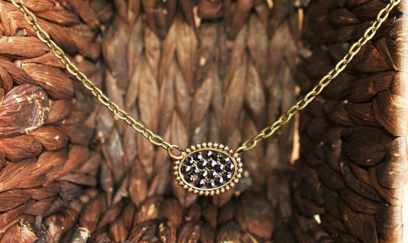Pink Panache - Mini Bronze Black Oval Necklace