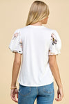 Ivory Floral Puff Sleeve Blouse