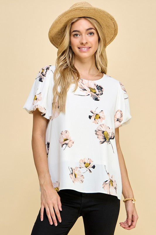 Ivory Floral Blouse