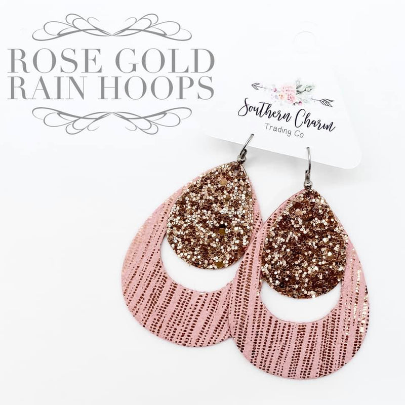 Southern Charm - Rose Gold Rain Hoops - Pink