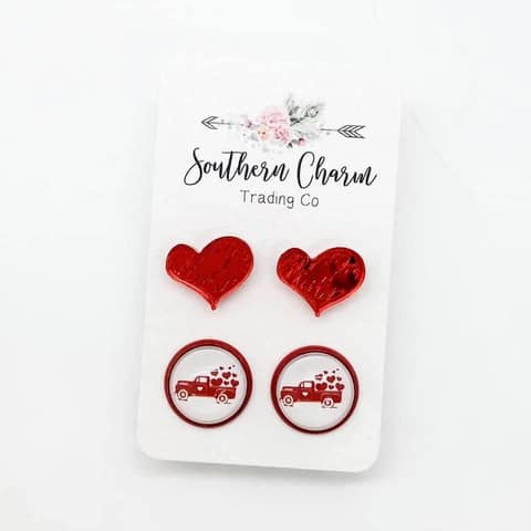 Southern Charm - Squiggly Red Heart & Truck Duo