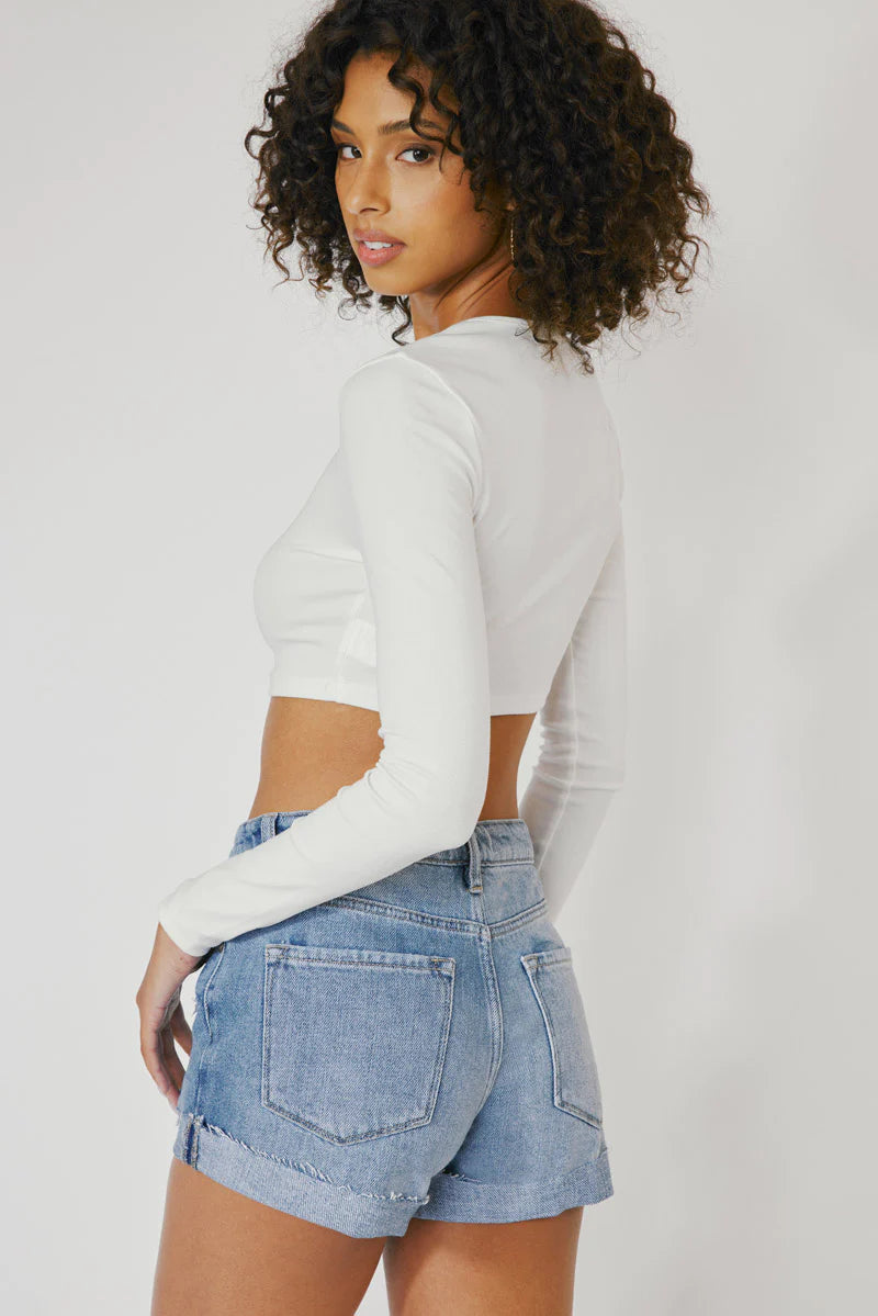 Kancan Jovana Ultra High Rise Shorts - Light Wash