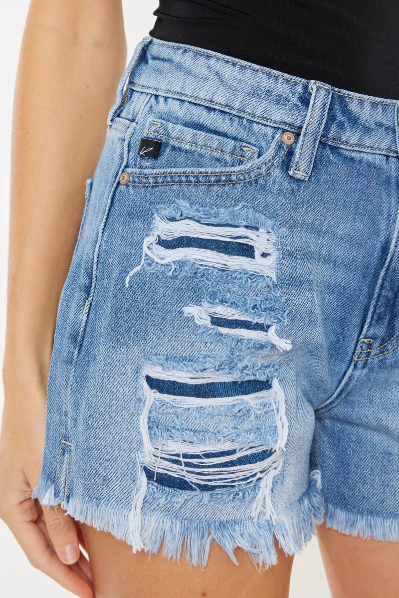 Kancan Rosie High Rise Shorts - Medium Wash