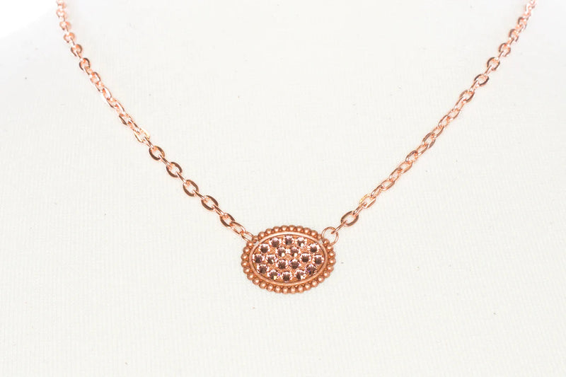 Pink Panache - Mini Rose Gold Oval Necklace
